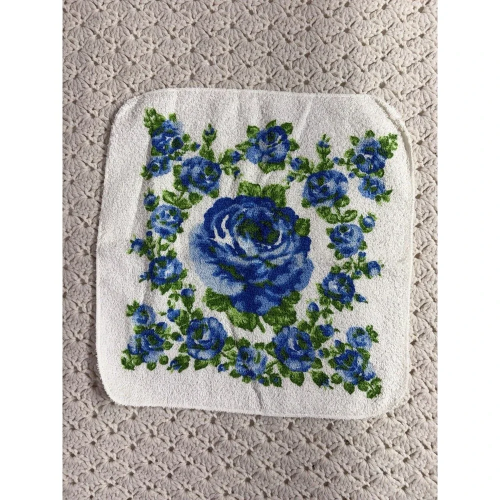 Vintage Blue Cannon Towels 6 Pc Floral Fringed USA 4 Towels 2 Washcloths NEW
